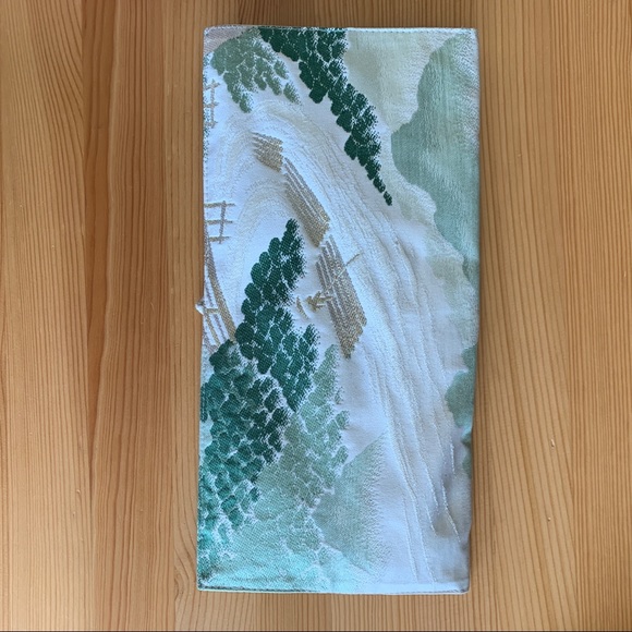 Vintage Silk Obi Forest Clutch Bag in Green - Picture 5 of 9